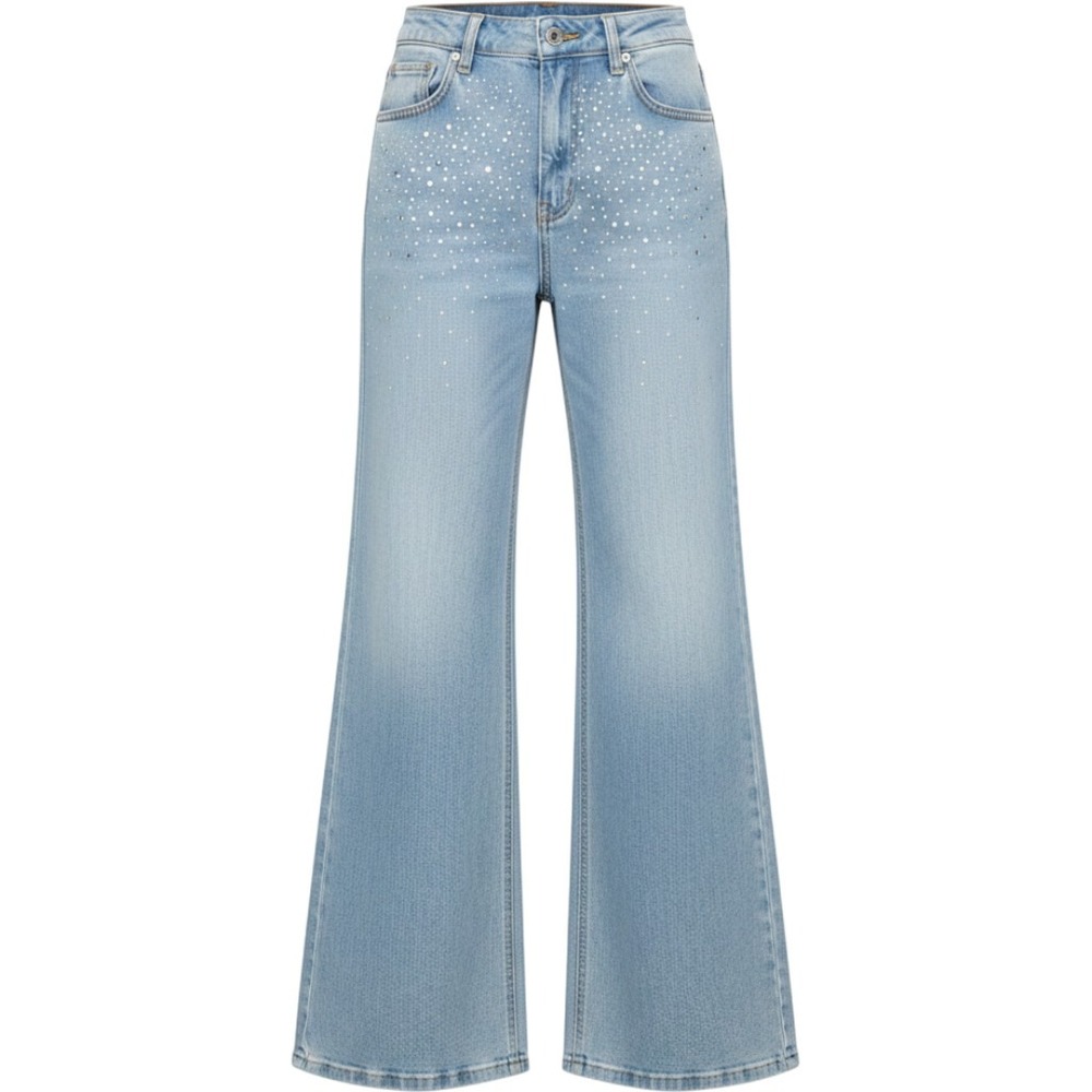 a new day Light Blue Wide-Leg Rhinestone Jeans